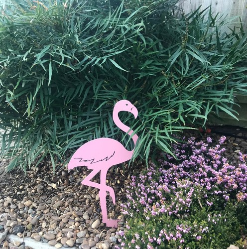 Pink flamingo decorative metal - pink,