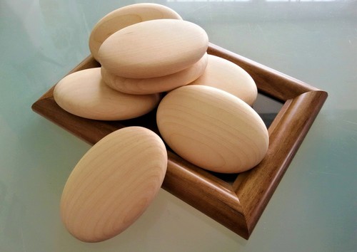 Large wooden pebbles natural - large,