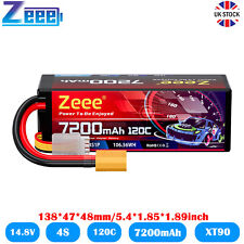 Zeee 4S Lipo Battery 7200mAh 14.8V 120C Hard Case XT90 for Buggy RC Car Truck
