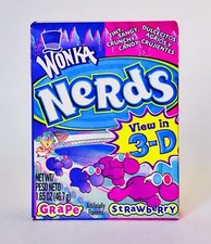 Vintage 2007 Willy Wonka NERDS 3.5” candy box container 3-D GLASSES Promotion