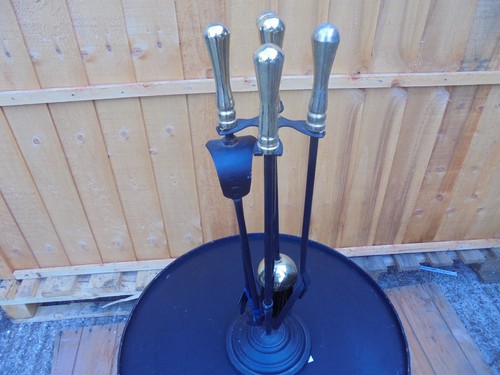 Vintage black brass fireplace - vintage, black/brass
