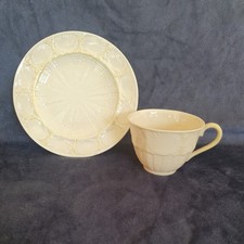 Belleek Parian China New Shell Design Tea Cup & Side Plate. 6th mark - Green