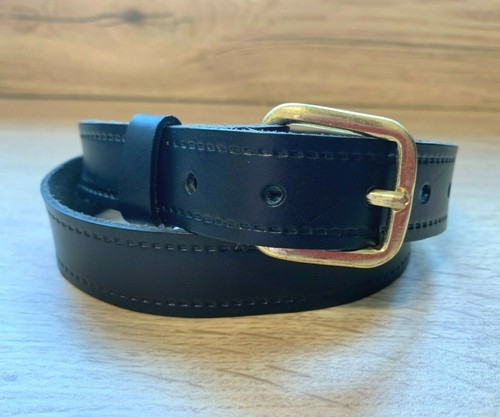 Black real leather belt new - belt,