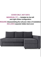 Dark Grey Snug Fit for The IKEA Friheten with Chaise Corner Cover Sofa Bed Cover