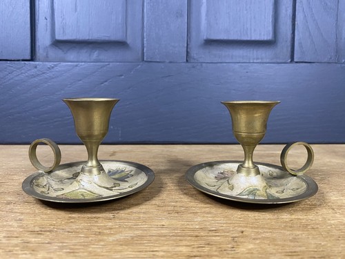 Vintage brass enamel - brass, &