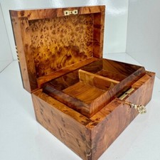 Lockable luxury burl wooden jewellery Box organizer with key keepsake Gift Box