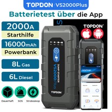 TOPDON VS2000 PLUS 12V Car Battery Tester and Jump Starter Power Bank Jump Starter