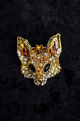 Fox head brooch statement - fox,
