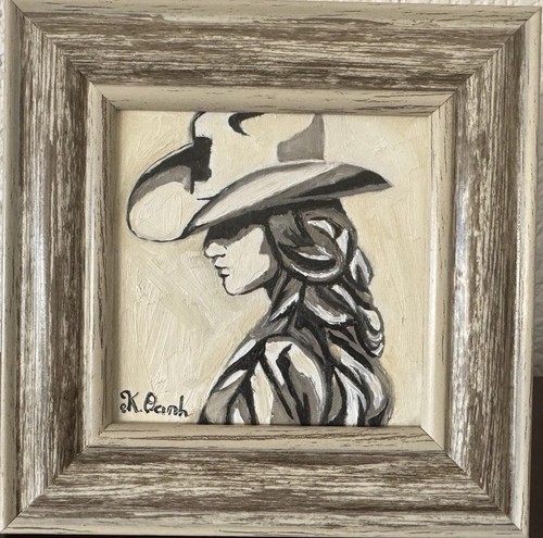Original oil painting cowgirl - painting,