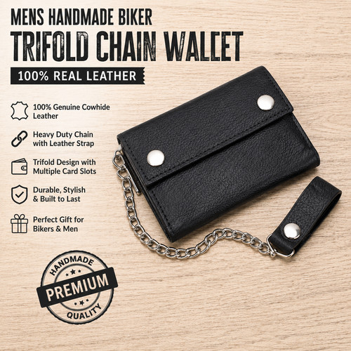 Mens handmade biker wallet - mens,