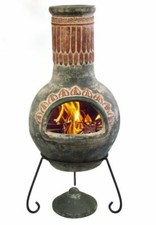 Large Plumas Mexican Chimenea in Green Garden Outdoor Summer Spring Heater