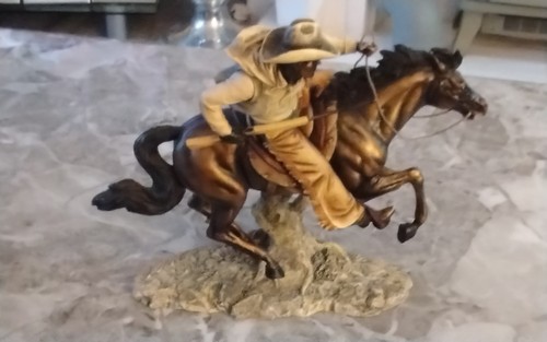 Resin cowboy horseback made - cowboy,
