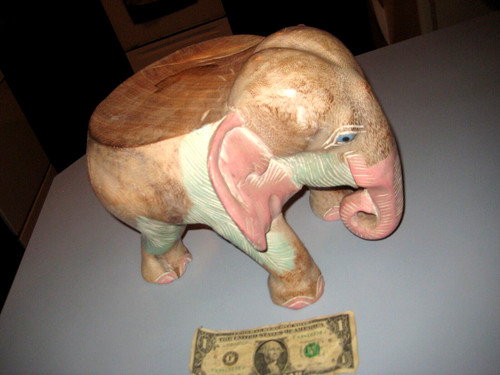 Hand carved wooden elephant - wooden,