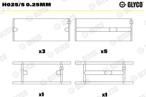Glyco h025 25mm crankshaft - glyco, 0.25mm