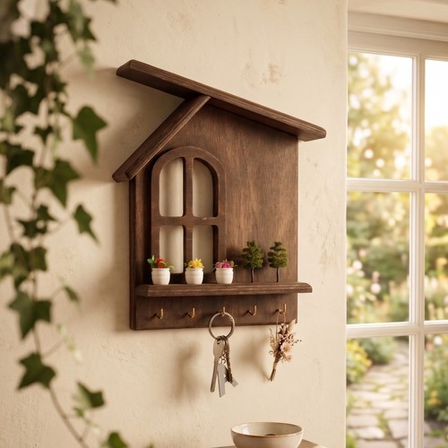 Wooden house key - wooden, holder