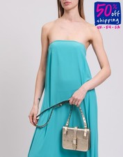 RRP€640 RED VALENTINO Metallic Leather Crossbody Bag Studded Adjustable Strap