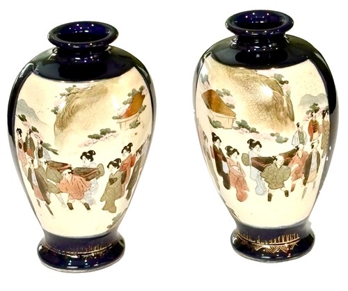 Pair antique japanese satsuma - pair,