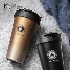 500ml Insulated Travel Coffee Mug Stainless Steel Thermos Cup with Lid & Handle