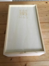M&S EMPTY Wooden Wine Gift Box, Stylish Presentation for Two Bottles Rope Handle