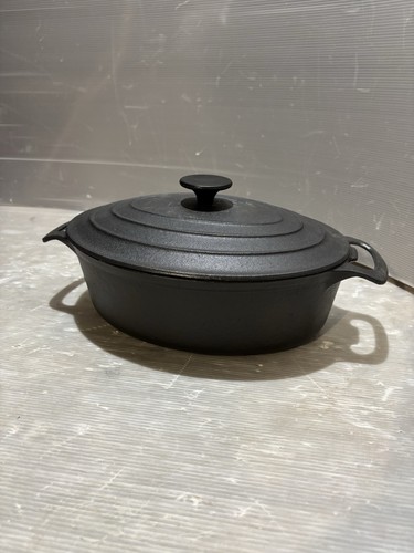 Grey cast iron casserole dish - cast,