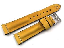 Vintage Yellow Mustard Leather Strap Handmade Watch Parts Casual New