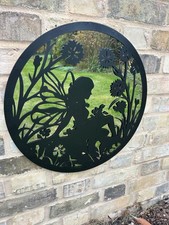50cm Wall Art Mirror Fairy Fairies Decoration Decor Garden Home Gift Black