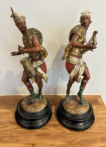 Pair antique cold painted - of,