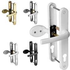 uPVC Door Handle 92mm 62mm Offset Lever Pad 210mm Fixings Sprung Pair Patio PVC