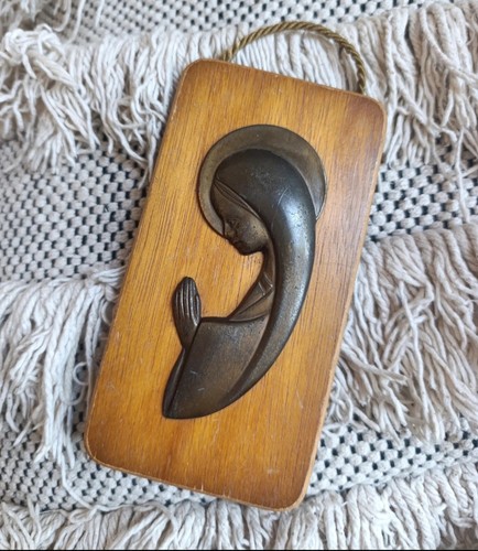 Vintage brown wooden - , brass