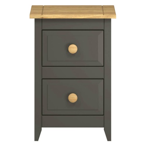 Grey pine small bedside - grey,