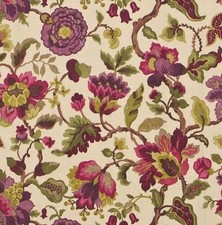 Sanderson Curtain Fabric 'AMANPURI' 3.5 METRES MULBERRY/OLIVE 100% Linen