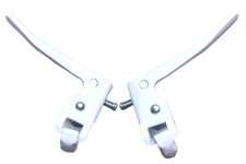 Pair Vintage Bike Cycle Replacement Brake Levers Steel White Inc Adjusters