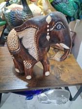 Wooden Elephant Ornament 18cm