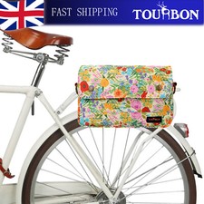 TOURBON Women Bicycle Handlebar Bag Canvas Leather Frame Pannier Shoulder Pack