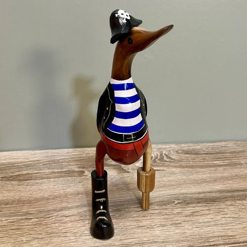 Carved wooden duck pirate - carved,