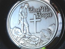 WW1 Pocket Fob Watch Lest We Forget English Pewter Faced Polished & Chain & Box