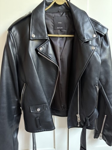 Mango faux black leather - black,