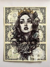 Princess usa Dollar art signed Emo gold leaf 1/1 Martin Whatson Banksy gift * *