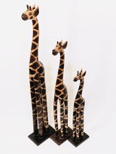 Wooden Giraffe Statue Set