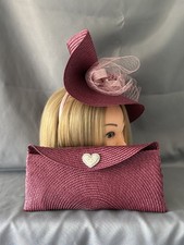 Stunning burgundy Fascinator With feature bow and Matching Clutch Bag