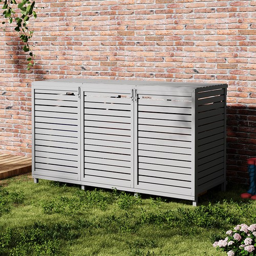 Grey wooden wheelie bin - wheelie,
