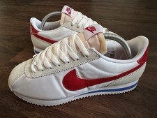 NIKE Cortez TXT Nylon Forest Gump Mens Gym Trainers, White/Red/Blue - Size 6