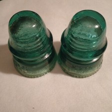 H. G  Co. Vintage Glass Insulators Blue/Green Patent May 2 1893 Petticoat 