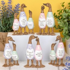 Shudehill Giftware Daisy Wooden Duck for Friends and Family Sentimental Messages