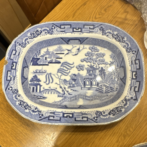 Blue white willow pattern - white,