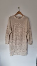VTG Laura Ashley Cream Cableknit Jumper Dress Size 12 100% Cotton Cosy Winter