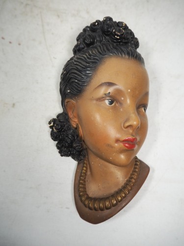 Vintage 50s chalkware girl - vintage,