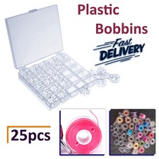 25 Clear Plastic Empty Bobbins