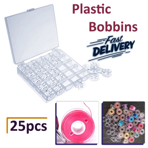 Clear plastic empty bobbins - empty,