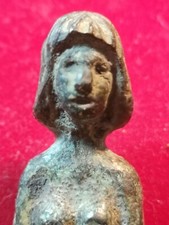 Rare Ancient figure Statue idol fertility Goddess very Old Bronze Statue .